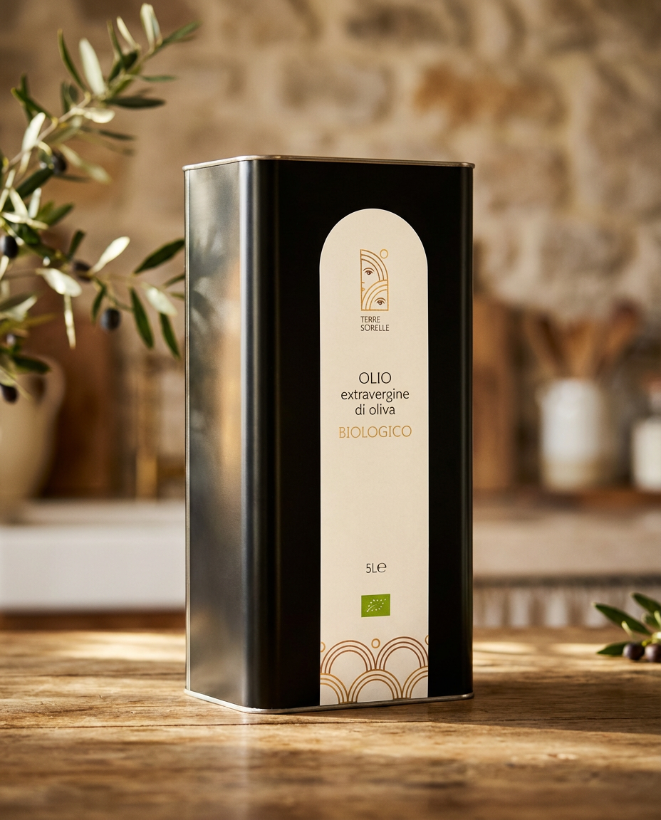 Latta da 5 litri di Olio Extravergine di oliva Biologico Terre Sorelle