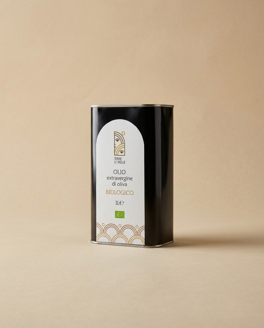 Latta da 1 litro di Olio Extravergine di oliva Biologico Terre Sorelle
